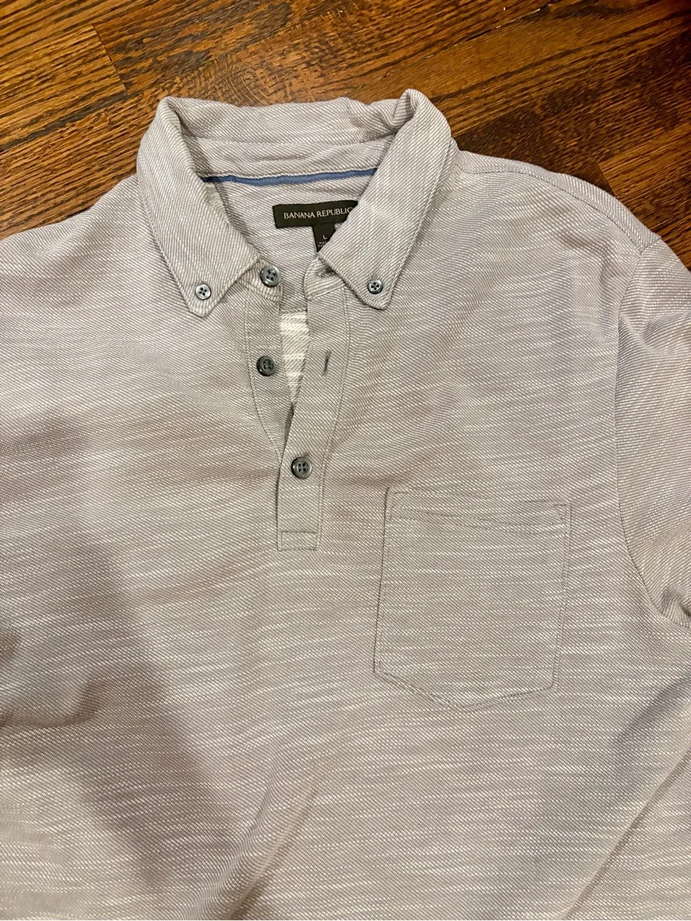 Banana Republic Men's Pale Gray Button-Collar Polo